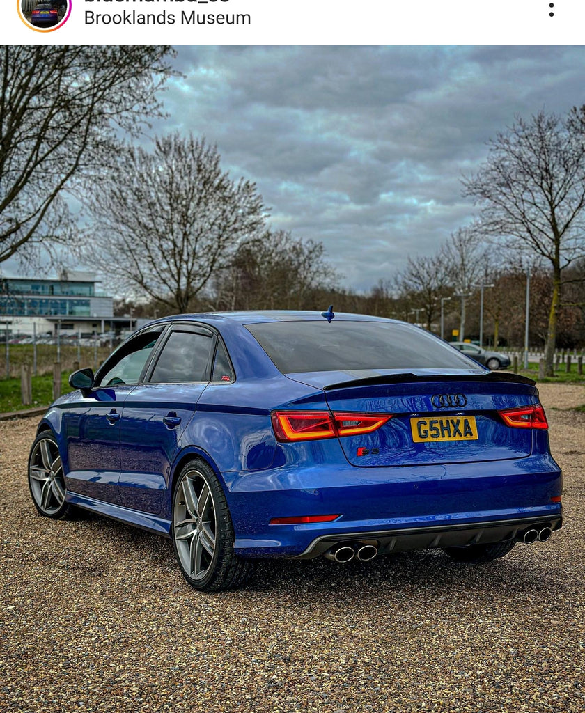 Blue Audi S3 with some 3D gel plates