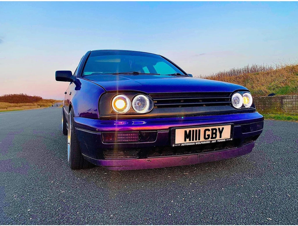 Purple MK3 VW Golf with some legal 4D plates